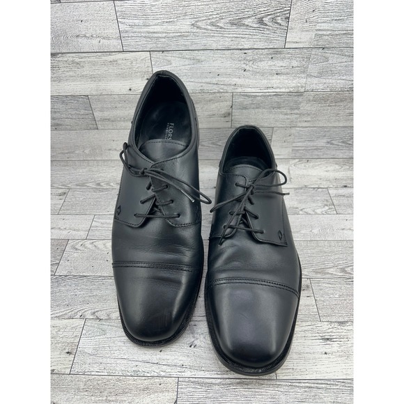 Florsheim Mens Black Leather Oxford Dress Shoes Lace Up 10.5 3E Wide - Picture 1 of 13